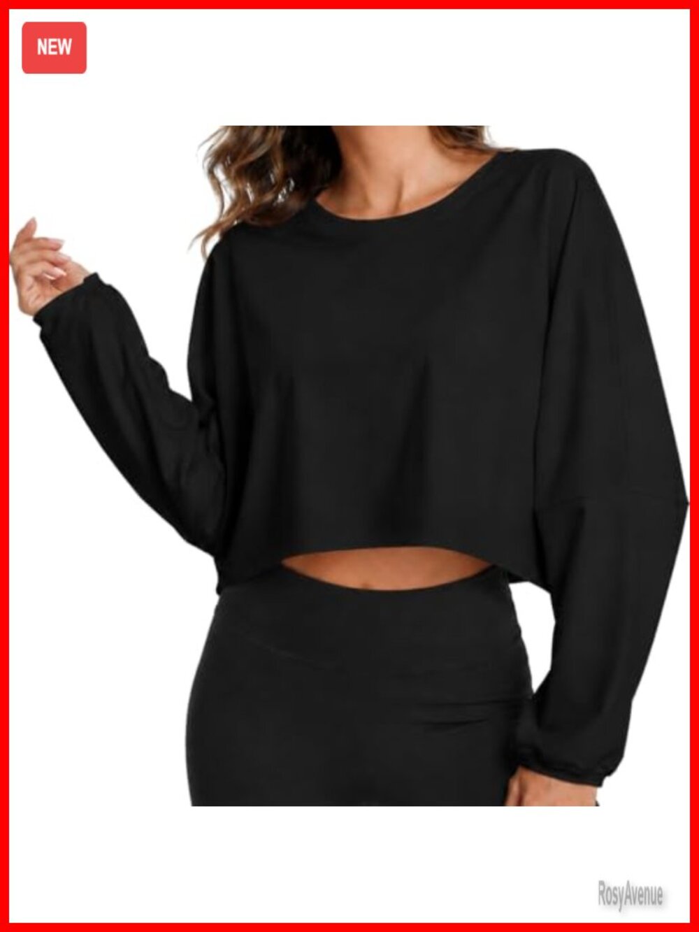 Women's Lightweight Cropped Sweatshirt Loose Batwing Pullover Top